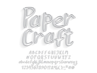 Trendy Alphabet paper craft design. Vector letters and numbers