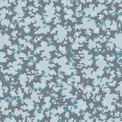 Winter camouflage of various shades of white, blue and grey colors