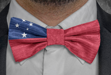 National flag of Samoa on bowtie business man suit