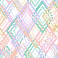 Seamless vector pastel gentle background. Background with rhombus in pastel colors. Design element for textiles, clothing, posters, cards, packaging and other uses.