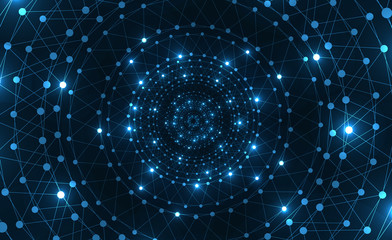 Abstract blue Molecule structure background, Brochure business design template or roll up. vector illustration 