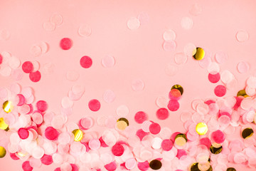 Bright multicolored confetti isolated on white background.