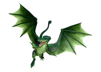 3D Rendering Fairy Tale Dragon on White