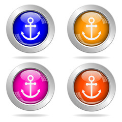 Obraz premium Set of round color icons. Anchor icon