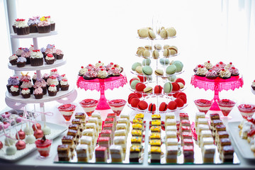 Colorful sweets on candy buffet