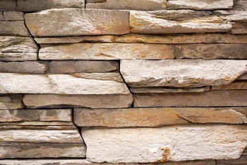 Closeup and crop background and texture of stone wall .