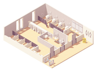 Vector isometric public pay toilet