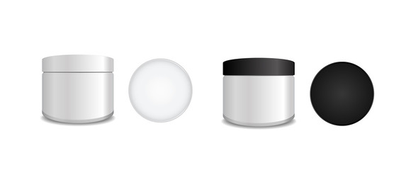 Vector packaging mock up template. White tube with black round cap. Mock up for your design
