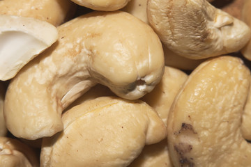 Macro of cashew nuts.