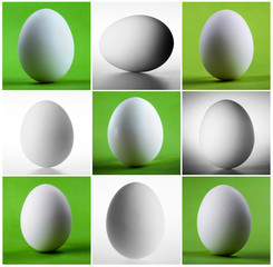 Easter white egg. Set of images.