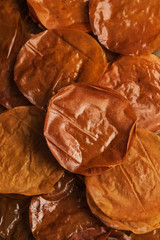 Baked Filo dough sheets background. Arab sweets.