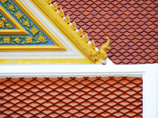 tile roof of temple in thailand