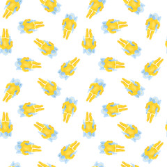 Hand drawn digital illustration seamless pattern background with astronauts isolated on white