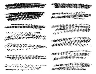 Set of crayon brush stroke, Black ink grunge brush strokes, Vector illustration.