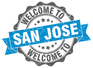 Obraz premium San Jose round ribbon seal
