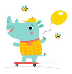 funny rhinos vector characters
