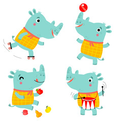 Fototapeta na wymiar funny rhinos vector characters