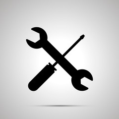 Work tools silhouette, simple black icon with shadow