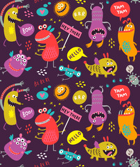 Cute Monsters seamless pattern