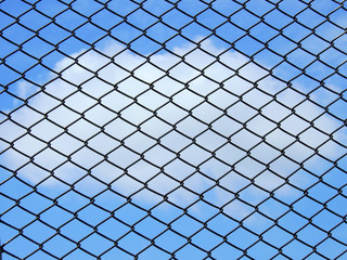 wire mesh with blue sky