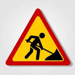 Road Work Ahead Sign isolated on white background. Vector illustration.