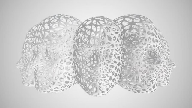 Animation rotation of abstraction heads. Animation of seamless loop.