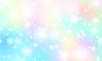 Unicorn rainbow background. Holographic sky