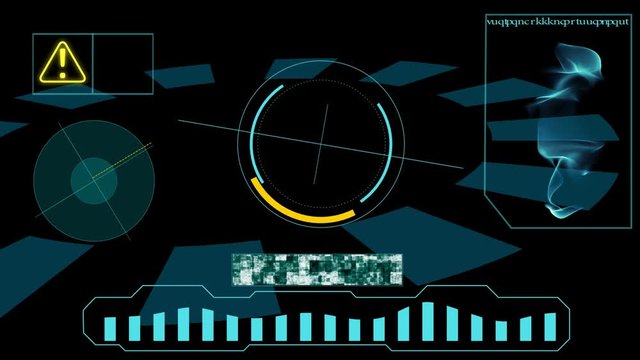 Futuristic Technology Interface Computer Data Screen.Futuristic elements animated on a computer monitor