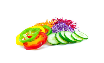 Fresh vegetable salad isolated on white