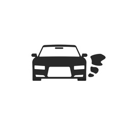 Car or vehicle engine running icon vector, black an white pictogram of automobile parked with started engine symbol isolated silhouette clipart