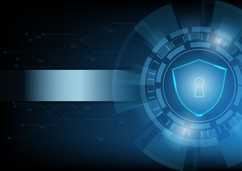 Cyber Security Concept ,  Shield and keyhole on technology background.Vector illustration .
