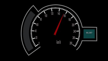 Car speedometer with dashboard and alarm sensors. Futuristic speedometer.Futuristic elements are animated on a computer monitor. Electronic processes in digital data processing - Powered by Adobe
