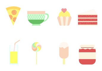 A set of sweets with pizza