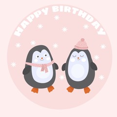 Cute card with penguins in love