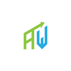 Fototapeta premium initial letter AW logo with growing arrows