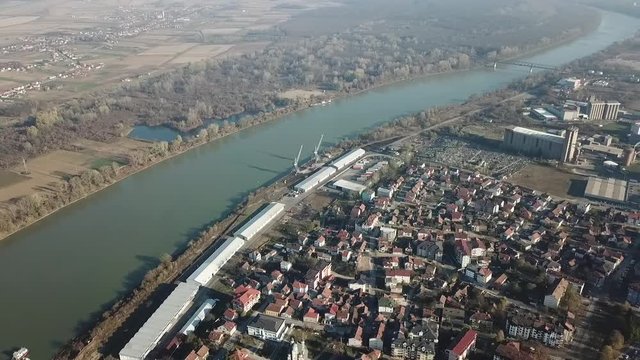 Aerial view of small town in Europe