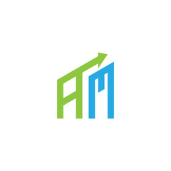 initial letter AM logo with growing arrows