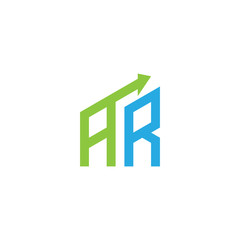 initial letter AR logo with growing arrows