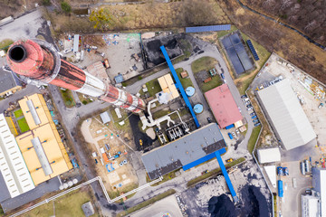 Modern combined heat and power plant from above