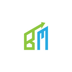 initial letter BM logo with growing arrows