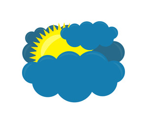 Vector weather forecast icon Cloud with Sun on a white background. Vector illustration.