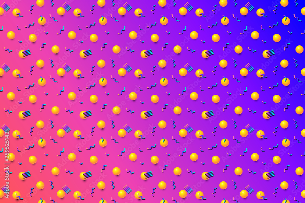 Poster Abstract background with 80s memphis geometics style pattern and vibrant psychedelic colors