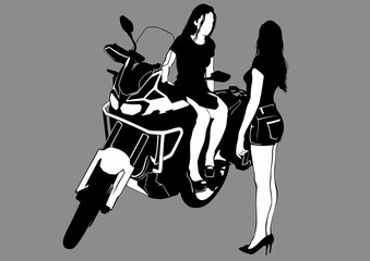 Beautiful women on modern sport motorcycle