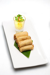 Thai Spring Roll.  food isolated on white background .