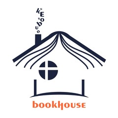 Minimal abstract emblem template. Book as a roof of the house