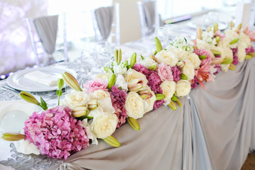 Beautiful flowers on table