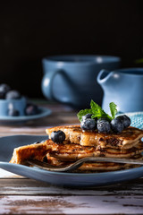 Delicious pancakes with chocolate drops