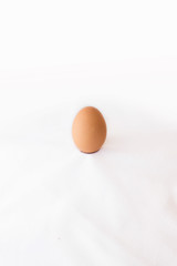 Perfect chicken egg on white cloth background.