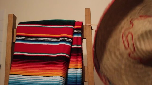 poncho Mexican cinco de mayo rug serape fiesta traditional Mexico background with stripes copy space maya blanket minimal simple