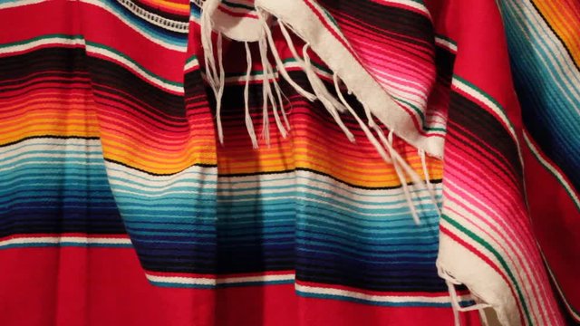 poncho Mexican cinco de mayo rug serape fiesta traditional Mexico background with stripes copy space maya blanket minimal simple